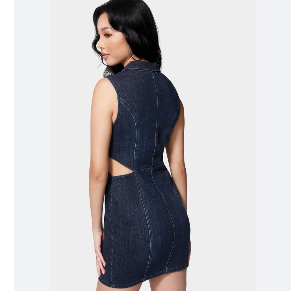 Bebe front zip side cut out denim dress - Picture 2 of 10
